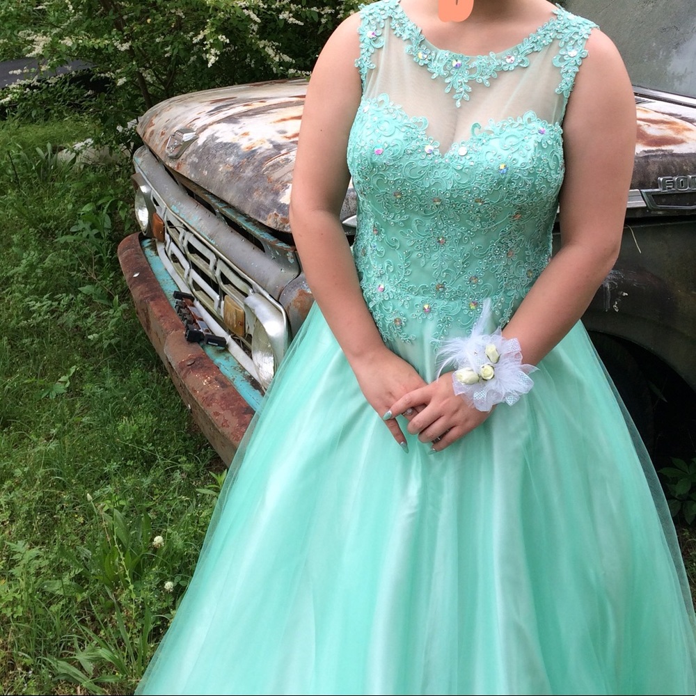 Sequin top prom dress